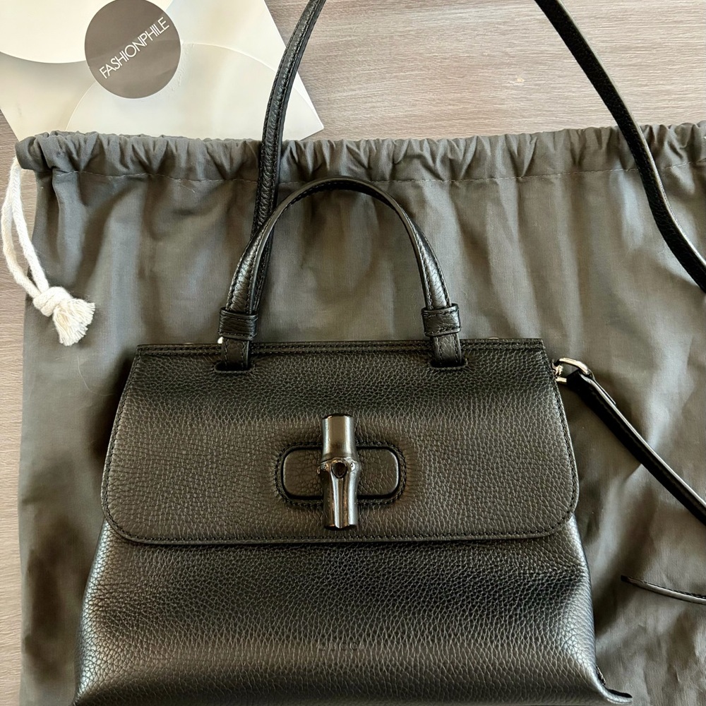 Gucci Small Top Handle Black Leather Handbag